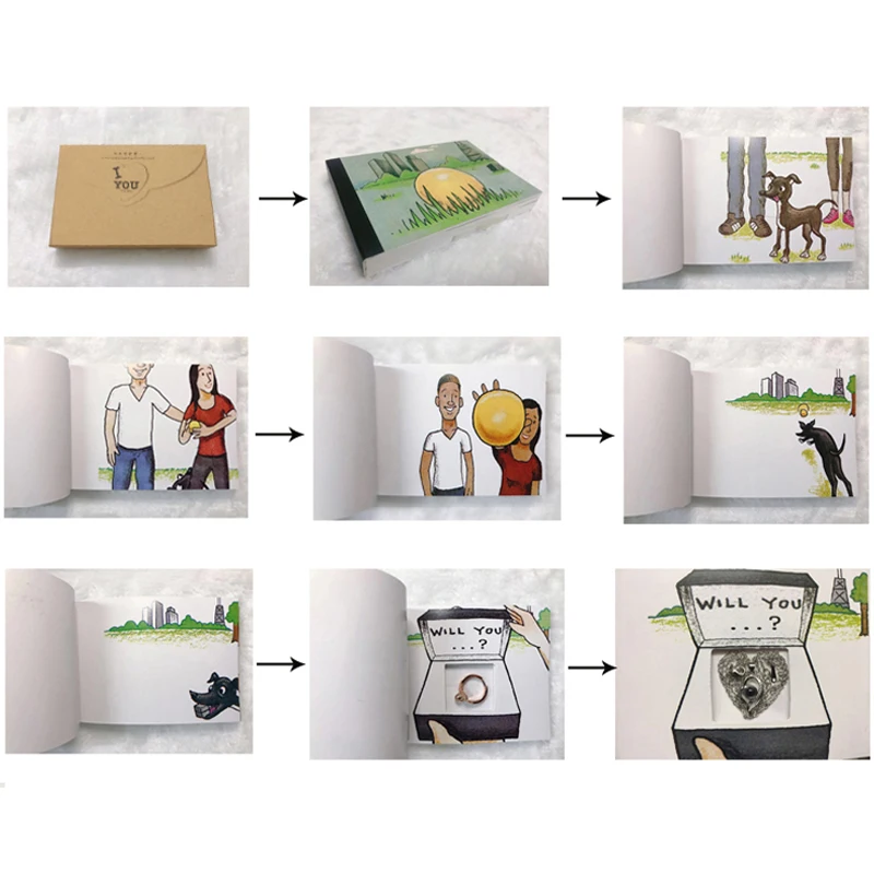 DIY เสนอของขวัญให้คุณจะแต่งงานกับฉันสมุดโน้ตพลิกพนังซ่อนของขวัญแหวนแต่งงาน