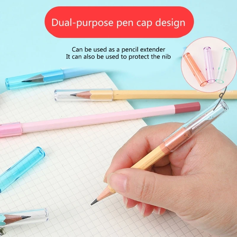 18Pieces Plastic Pencil Transparent Pencil Caps Pen Tip Cover for Student