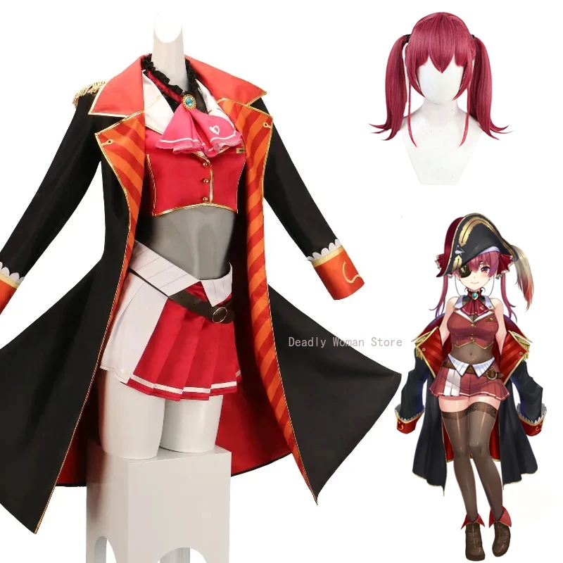 

IN STOCK S-3xl Houshou Marine Cosplay Costume Wig Anime Vtuber Youtuber Cosplay Dress Halloween Party for Women Plus Size