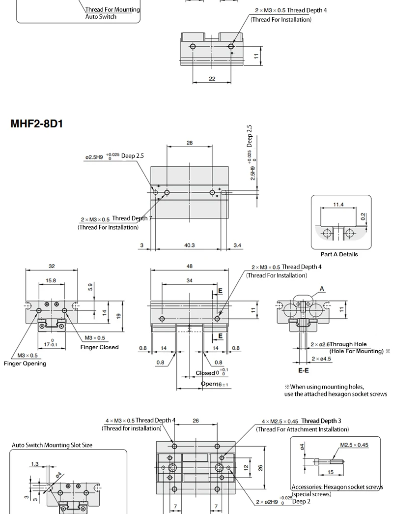 MHF2-8D MHF2-10D MHF2-12D MHF2-16D MHF2-20D Niederprofil-Luft-Parallelgreifer Pneumatischer Zylinder Pneumatischer Greifer – Detail 10