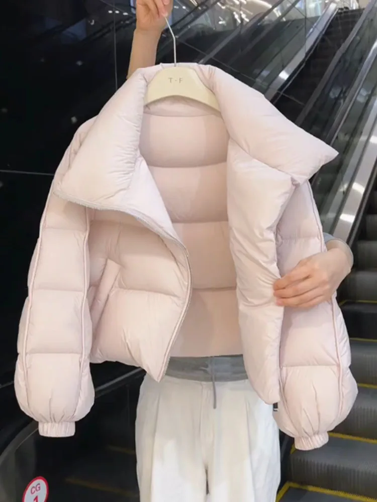 Rosa fofo ort down jaet feminino 2025 novo inverno thi outerwear commute sle ajuste regular branco du down enchimento