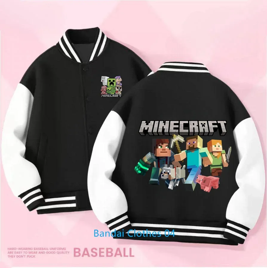 2025 Stylish Minecraft Jackets for Girl Spring Autumn Teen Kids Cartoon Princess Hoodies Children's Baseball Uniform Sports Tops