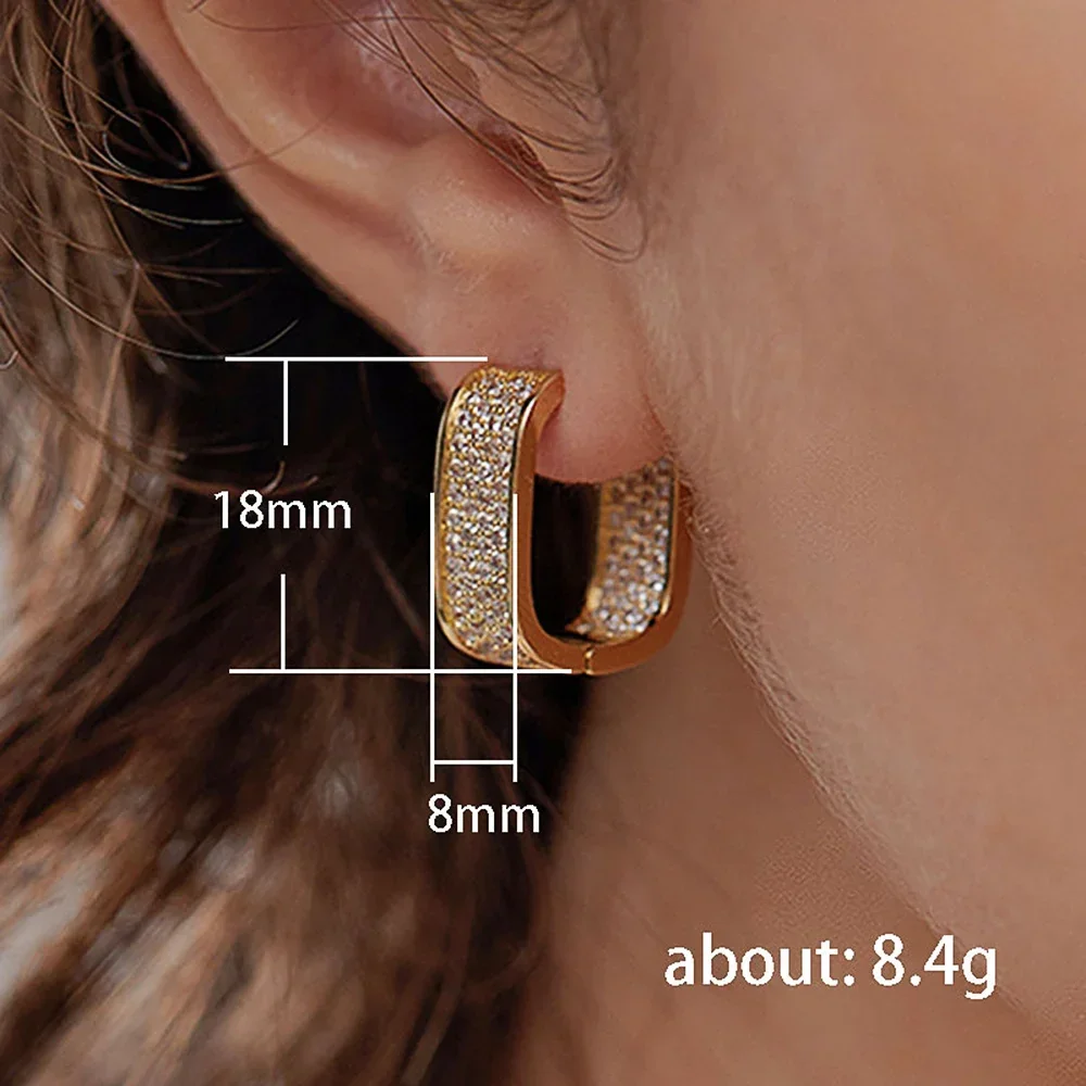 2024 New Sparkling All Diamond Women\'s European and American Earrings Elegant Luxury Gold/Silver Fashion Simple Accessories