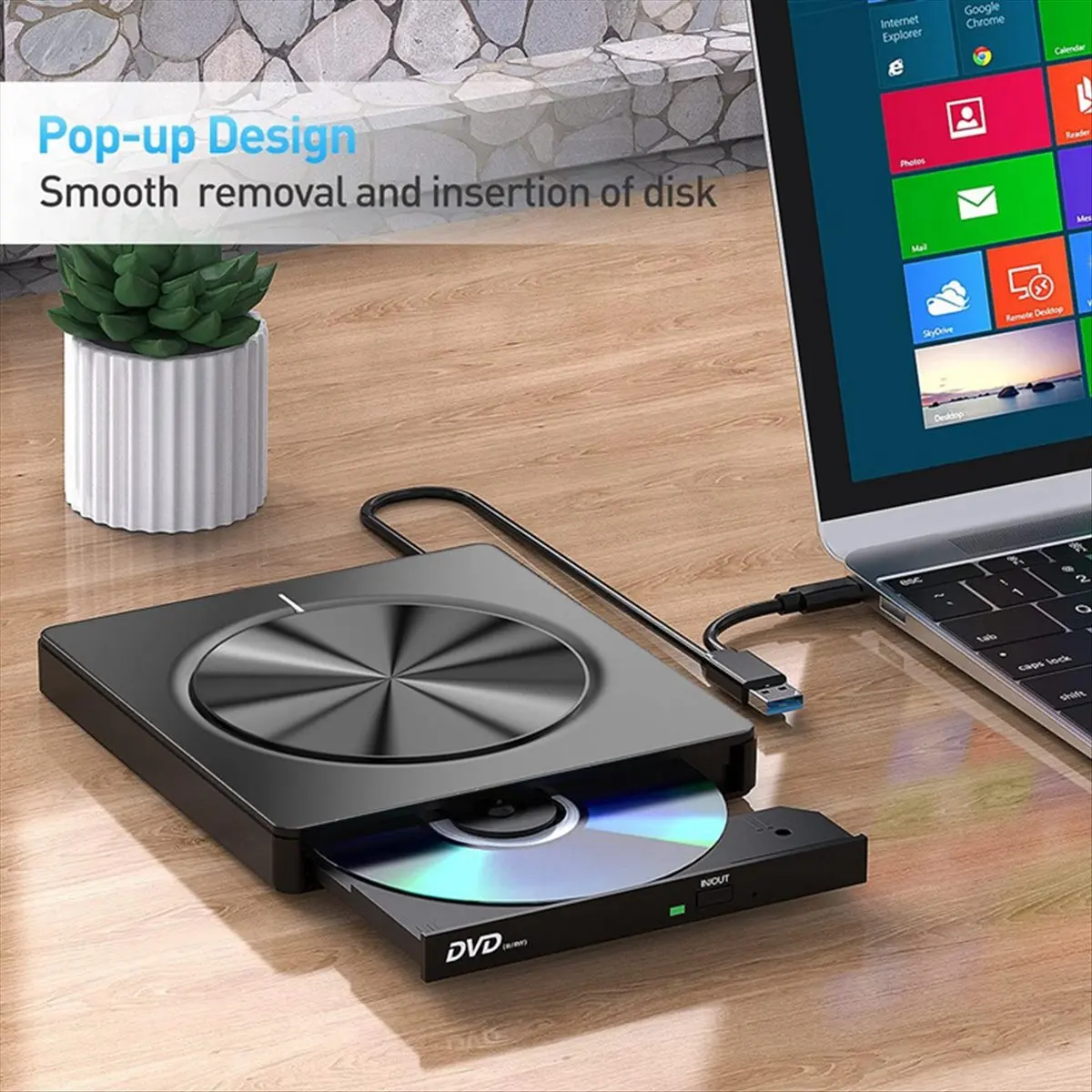Eight in One Burner Portable External USB3.0/Type-C Dvd-Rw Disc Optical Drive Dvd-Rom Burner Multifunction DVD Drive