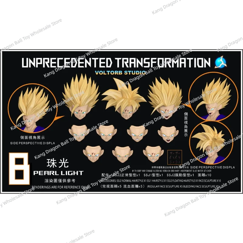 LEFMA & RECUSTOM Voltorb Studio Dragon Ball Super Saiyan 2 Son Gohan Battle Beschadigd Hoofd Accessoires Anime Action Figure Speelgoed Gift