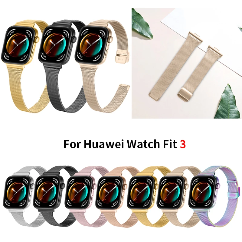 For Huawei Watch Fit 3 Strap Stainless Steel Belt T-Shape Smart Watch Band Metal Bracelet Correa for Huawei Fit 3 Accessories