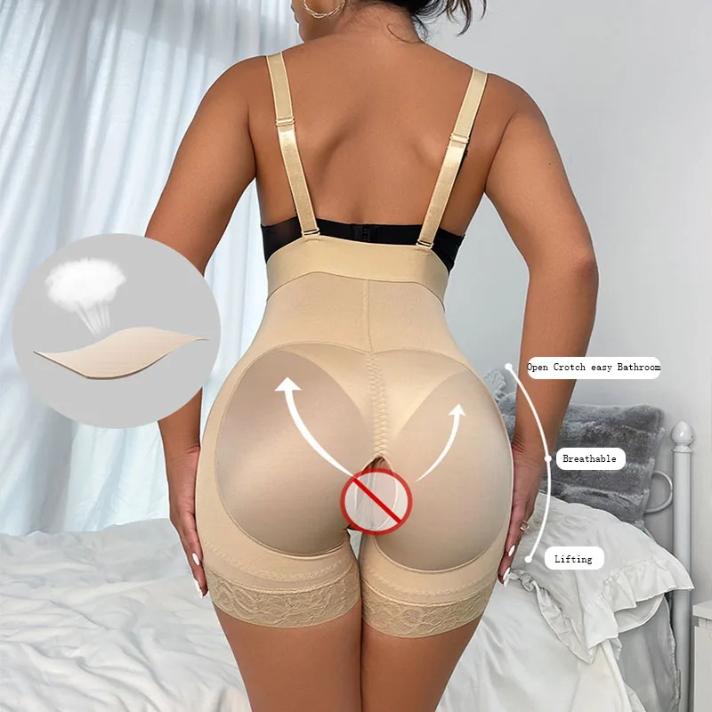 GUUDIA Open Bust Bodysuits Tummy Control Panties with Removable Straps High Waist Shaper Panties Open Crotch Women Shapewear