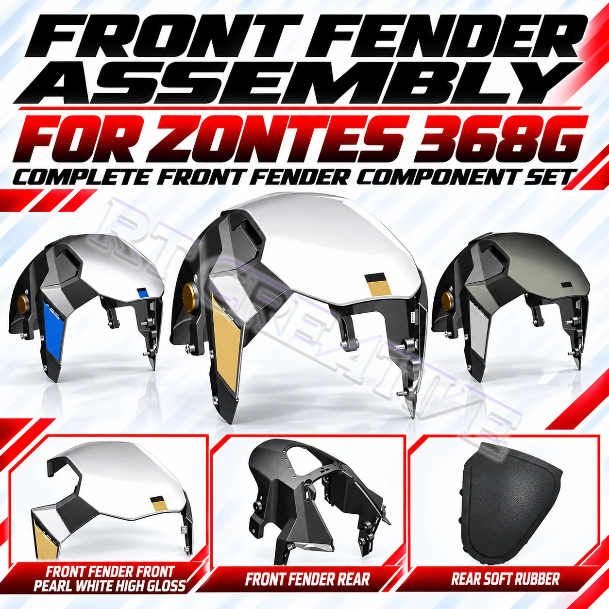 Motorbike Front Rear Extended ADV Splash Mud Tile Soft Rubber Pedal Fender For ZONTES 368G 2024 Aftermarket Parts
