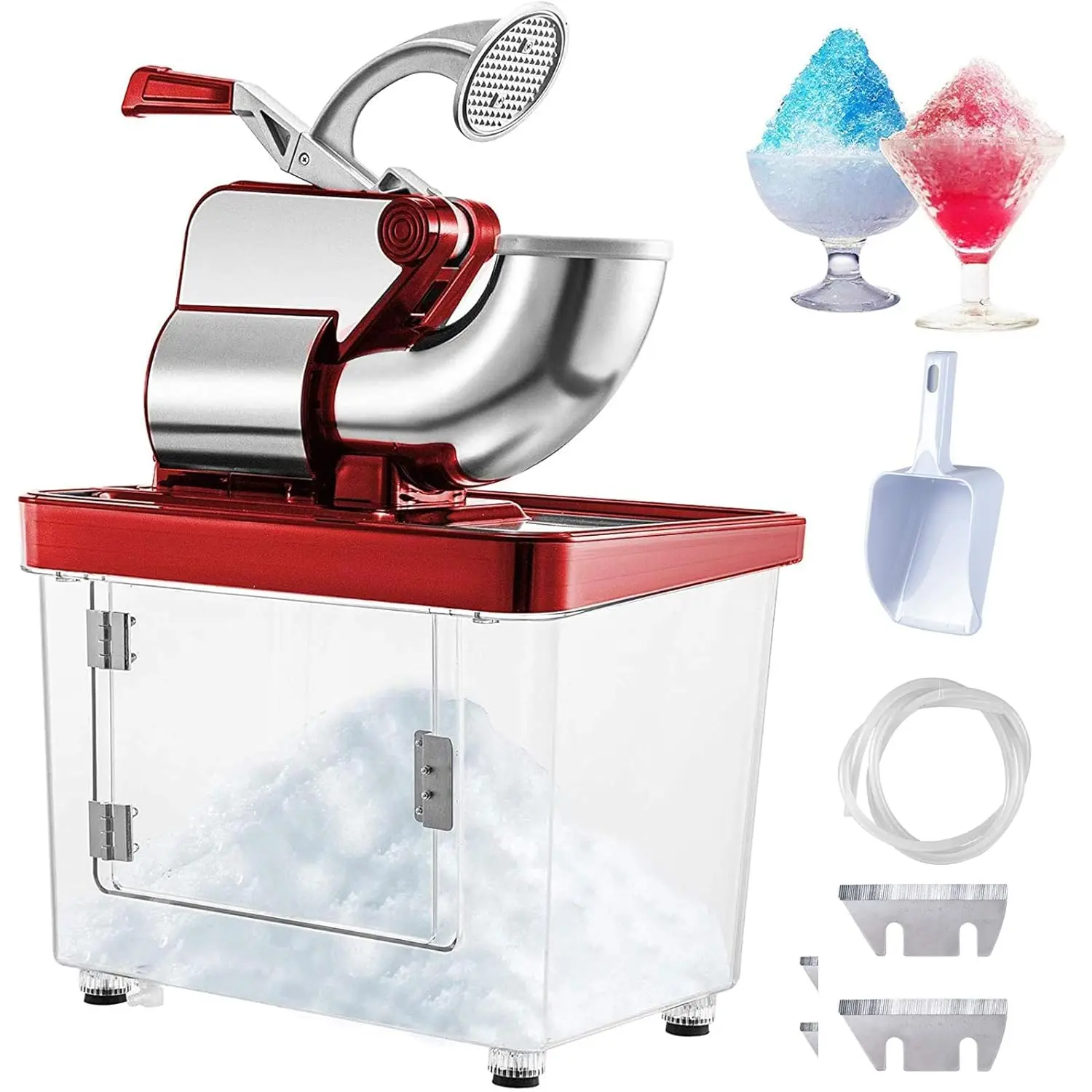 

110V Commercial Ice Crusher 440LBS/H, ETL Approved 300W Electric Snow Cone Machine with Dual Blades, Stainless Steel Shave