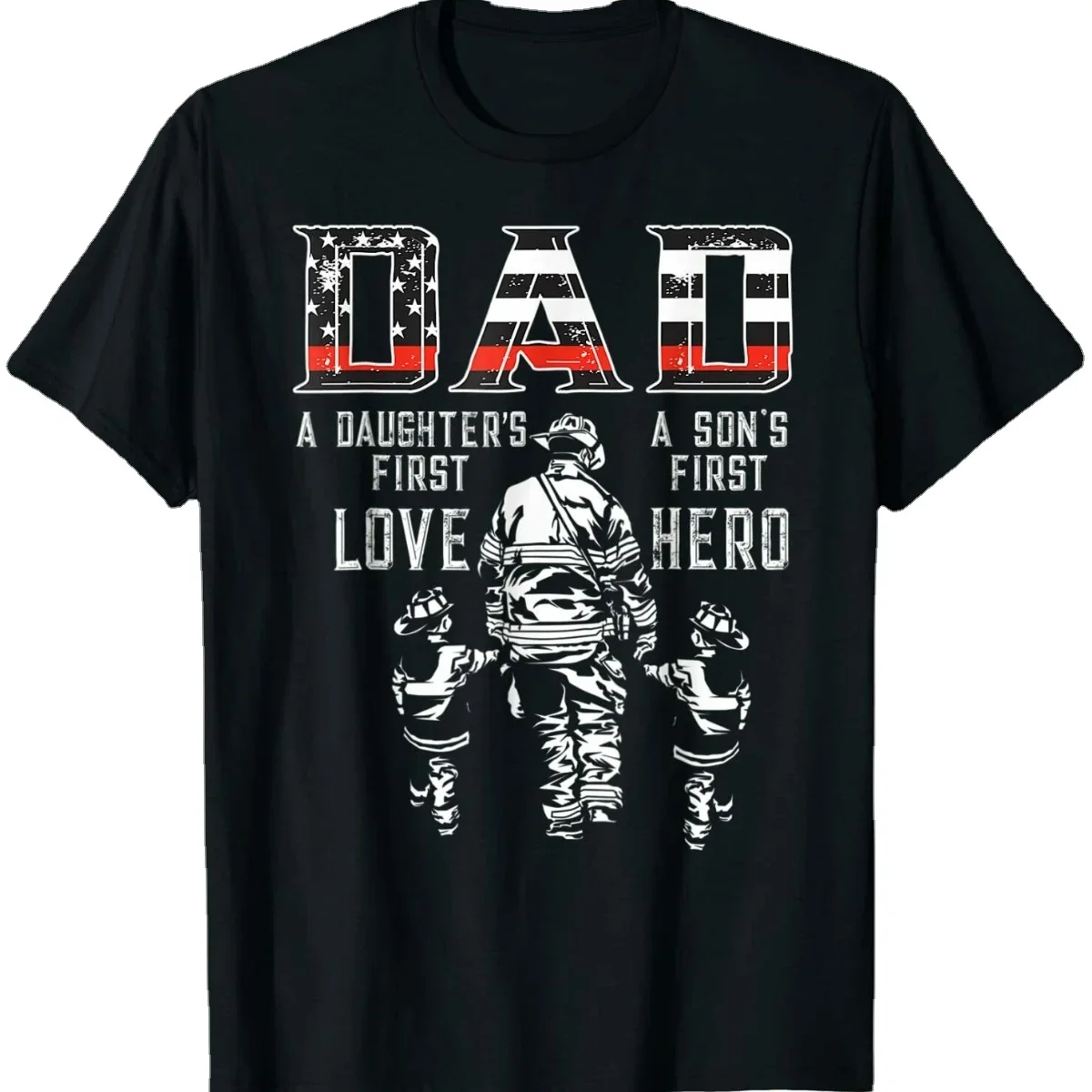 

Dad Daughter Love Son Hero Fireman Dad Fathers Day Men's Summer Cotton O-neck T-Shirt