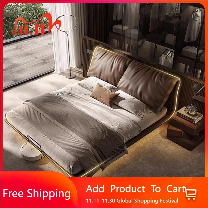 

Luxury Girls Bed Queen Bedroom Sun European Space Saving Bed Sleeping Portable Princess Leather Beliche Lounge Suite Furniture