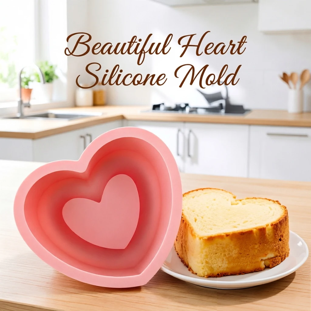 A Heart-Shaped Silicone Mold for Mousse Cakes, Non-Stick Silicone Cake Mold, Can Be Used to Make Mousse Cakes, Heart-Shaped Cakes, Cheesecakes, Chocolate Cakes, DIY Cake Making, Etc., a Must-Have Accessory for Baking and Kitchen Use
