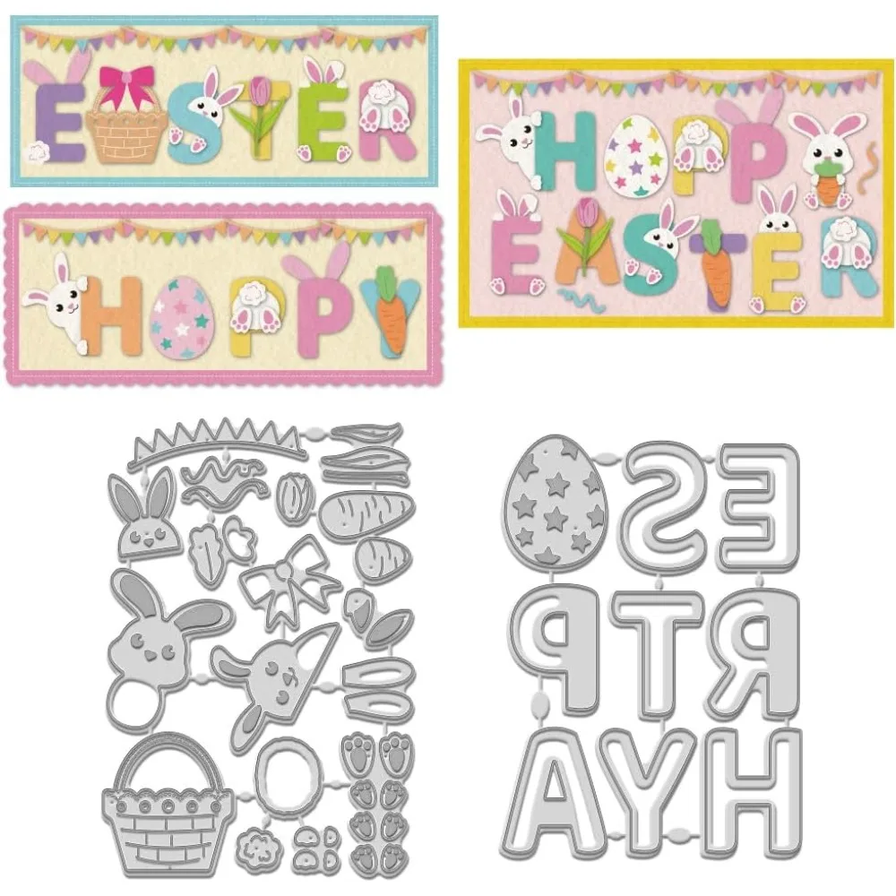 Oster-Themen-Stanzformen aus Kohlenstoffstahl für DIY-Scrapbooking, Fotoalbum, dekorative Prägung, Papierkarten, Eier