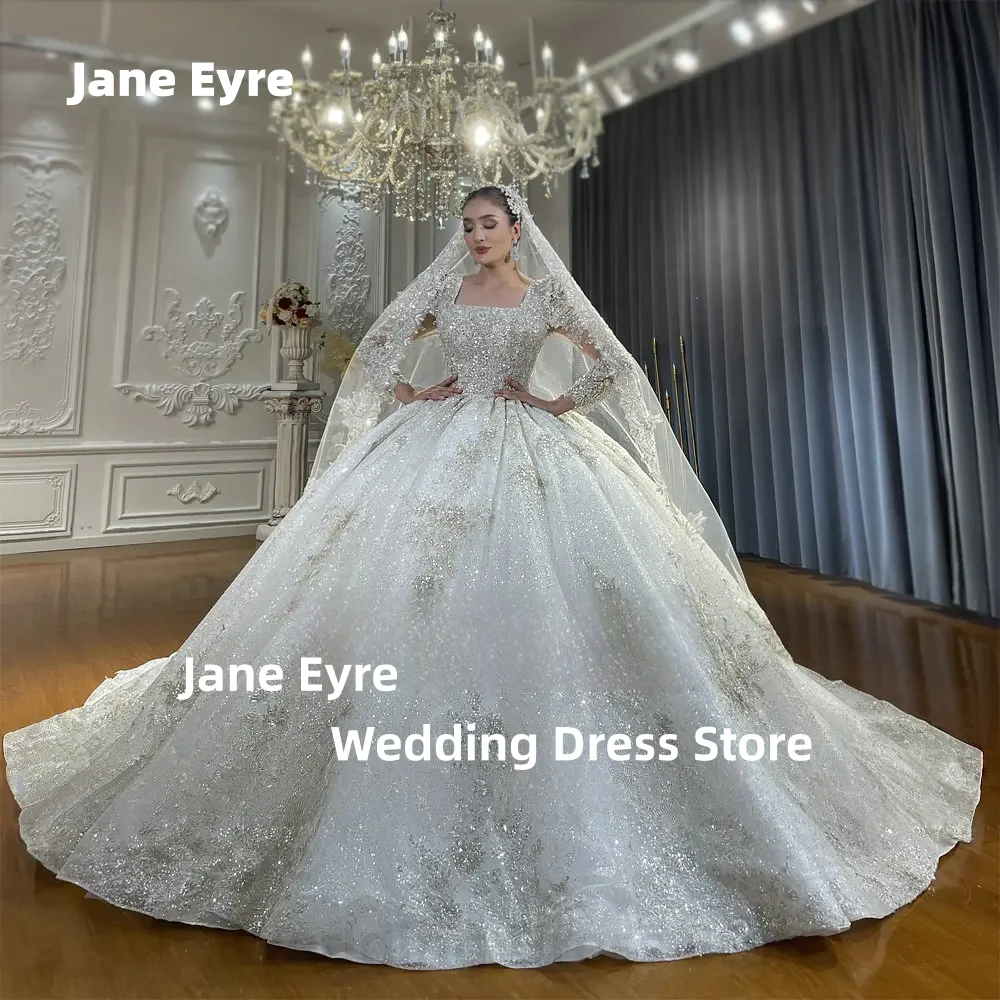 

Свадебное платье принцессы Джейн Эйр без рукавов с открытой спиной Robe De Mariée, тюлевые платья невесты по индивидуальному заказу, блестящее платье с бисером, платье De novi