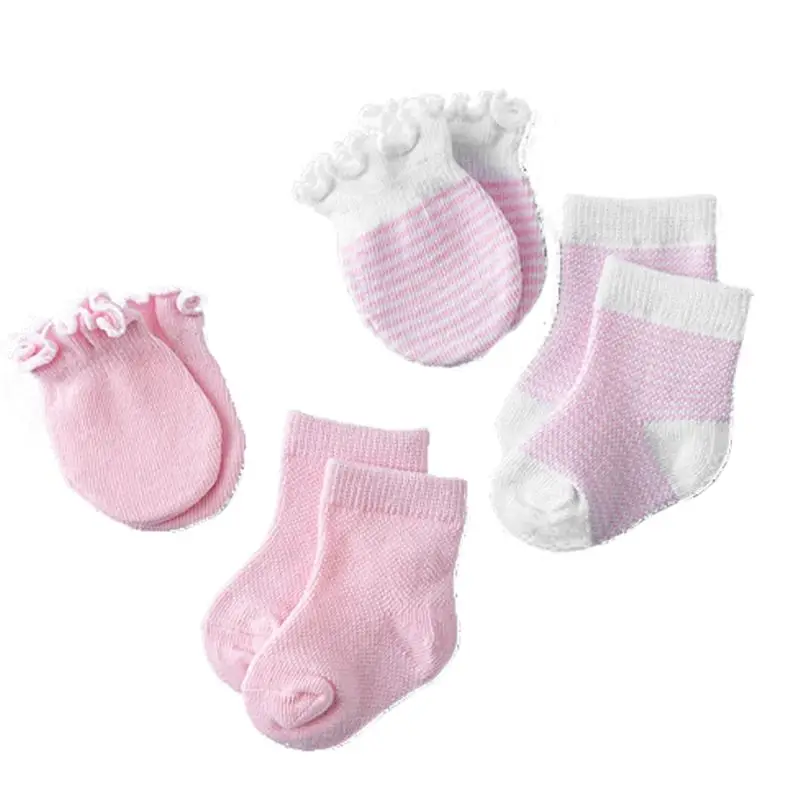 4 Pairs Children Kids Baby Newborn Socks Gloves Anti-scratch Multicolor Breathable Elasticity for Protection for Face Su