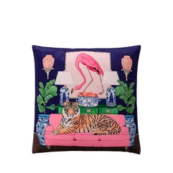 Geometric Pattern Pillow Case, Pillow Cover, Retro Cranes, Cranes Pattern, Piped Cushion Cover, Luxury Decor, 45cm
