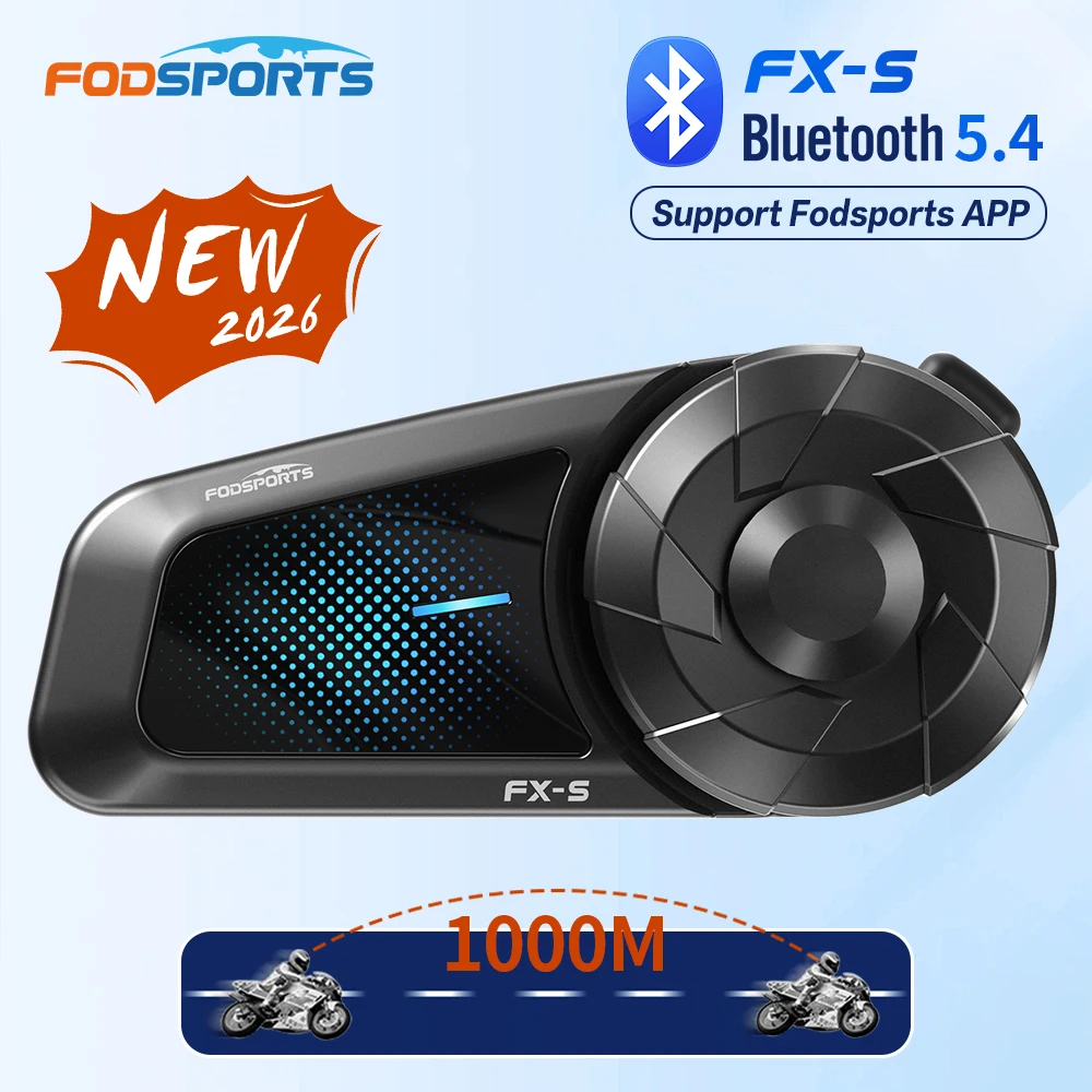 Fodsports FX-S Motorcycle Intercom,Bluetooth Helmet Intercom Headset,Wireless Interphone,1000M,BT5.4,Support APP