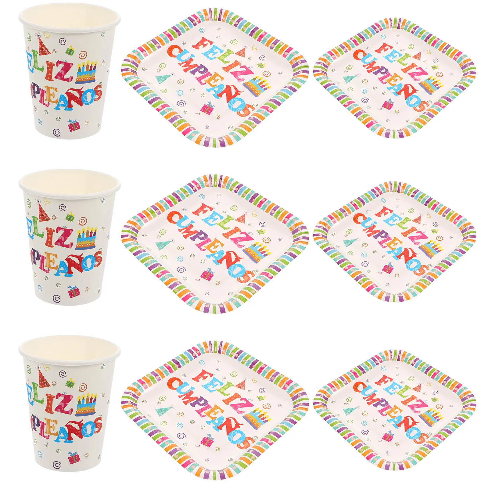 30Pcs Paper Tableware Set Beautiful Trays Funny Dishes Enhance Happy Atmosphere Birthday Party Decorations Paper Flatware Set
