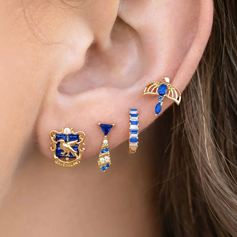 4 unids/set The Magic World House Stud pendientes Color dorado plateado Zirconia cúbica piedra de cristal joyería de mujer