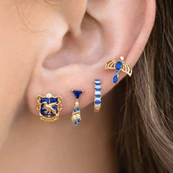 4pcs/set The Magic World House Stud Earrings Gold Color Plated Cubic Zirconia Crystal Stone Women Jewelry
