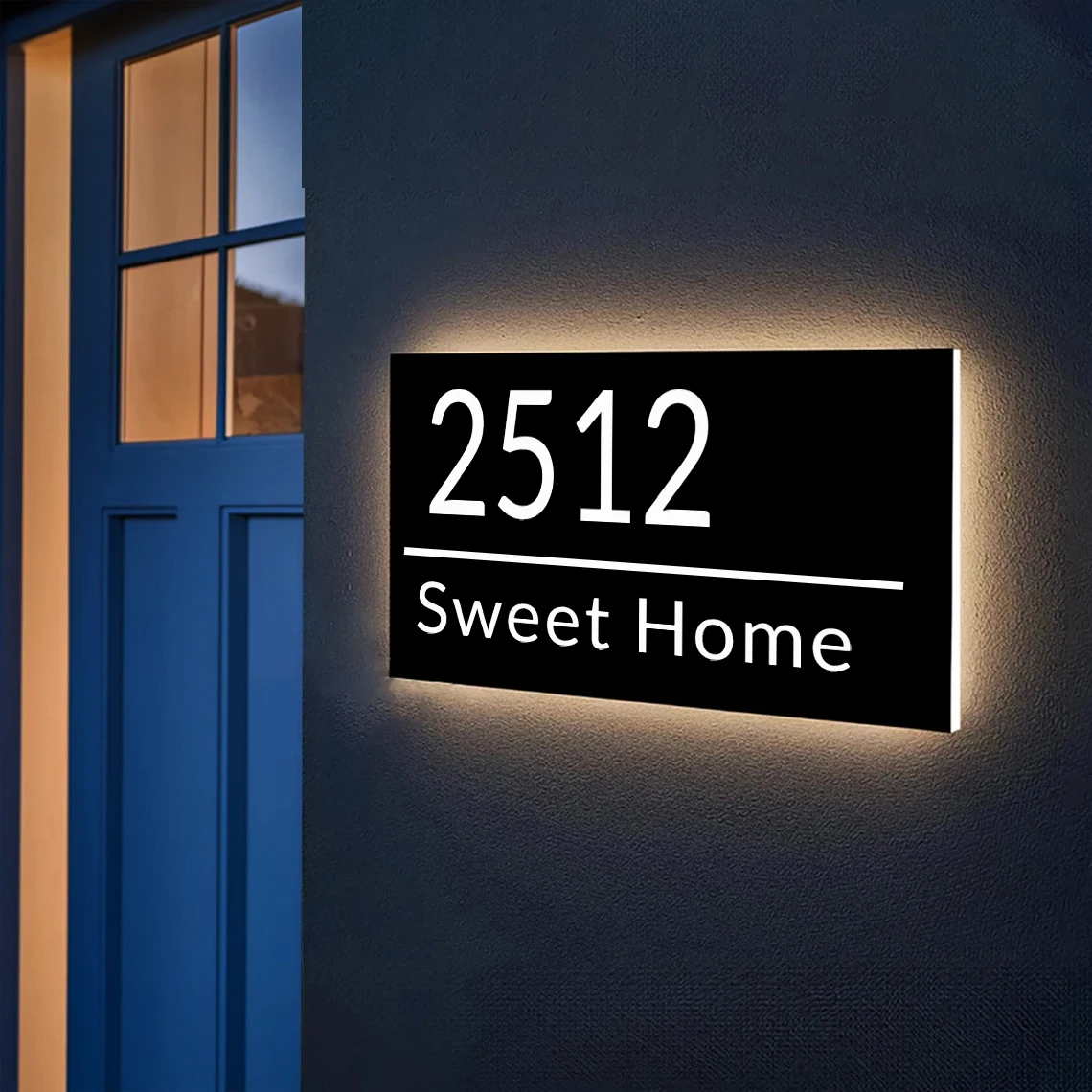 Modern Backlit Address Plaque Custom Illuminated House Number Sign Lighted Street Address Sign Palm Tree Style Door Number Sign