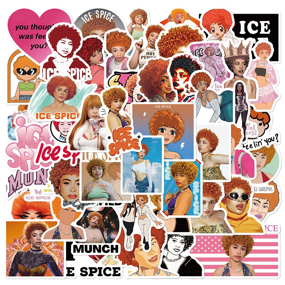 10/30/50pcs Ice Spice Singer Cartoon Stickers Waterproof Graffiti Decal DIY Phone Notebook Laptop Luggage Decoration Sticker Toy