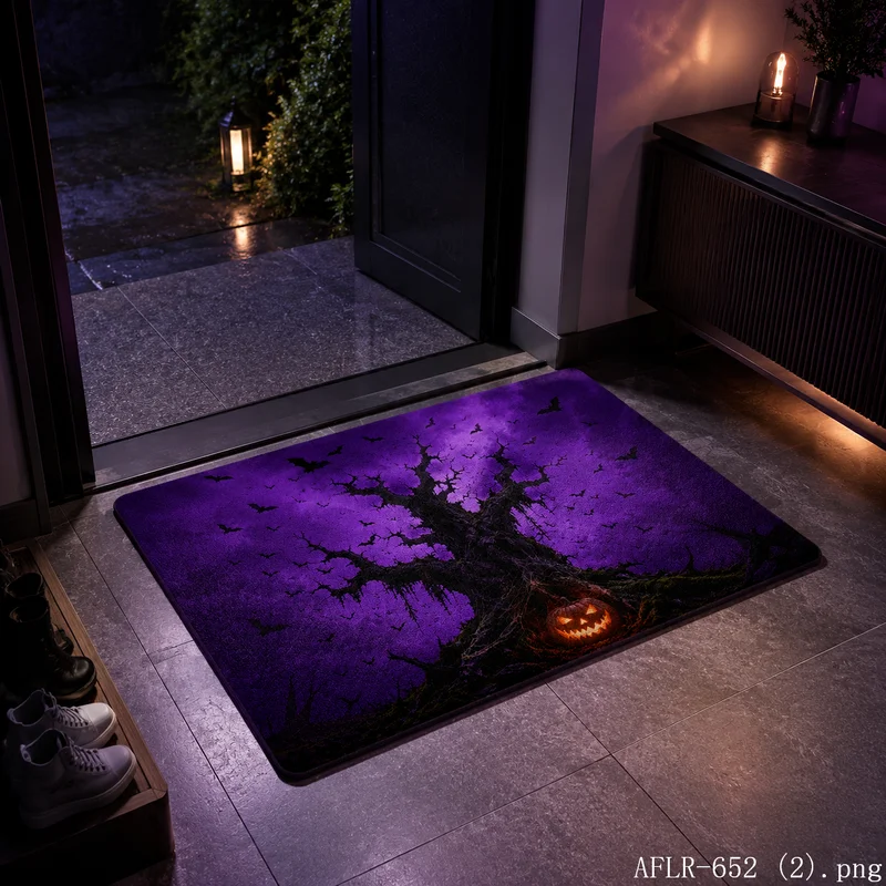 VIKAMA Thrilling Gothic-Style Halloween Doormat, Non-Slip and Easy-to-Clean Welcome Mat, Indoor/Outdoor Entryway Rug, Home Decor