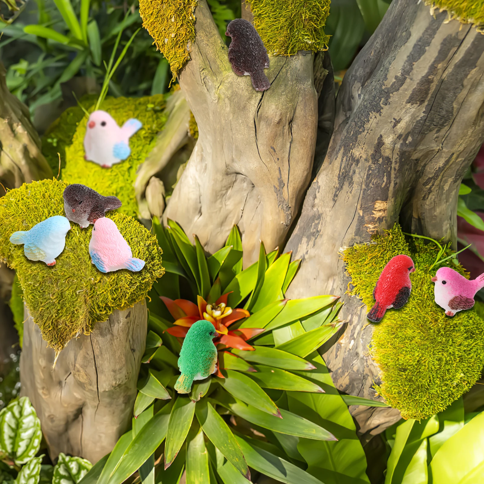 

8pcs Little Bird Decorations for Moss Landscape Resin Miniatures Cartoon Toys Figurines Garden Ornaments Home Office Gifts