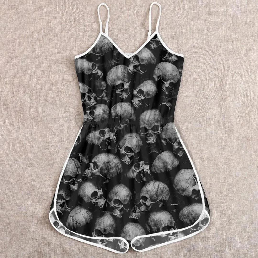 

YX GIRL Skull Rompers 3D All Over Printed Rompers Summer Women's Bohemia Clothes