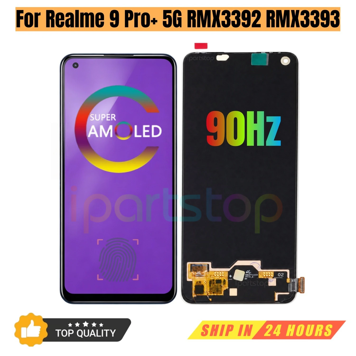 iParts Replacement New Display for Realme 9 Pro+ 5G RMX3392 RMX3393 90Hz AMOLED Touch Screen Digitizer With Frame Assembly OEM