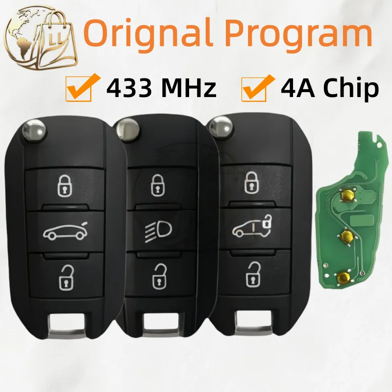 For Peugeot 308 4008 Citroen C3 C5 C6 Flip Remote Folding Car Key 433 MHZ 4A Chip 6 With HU83 VA2 Blade HUF8435 PN:98 139 654 77
