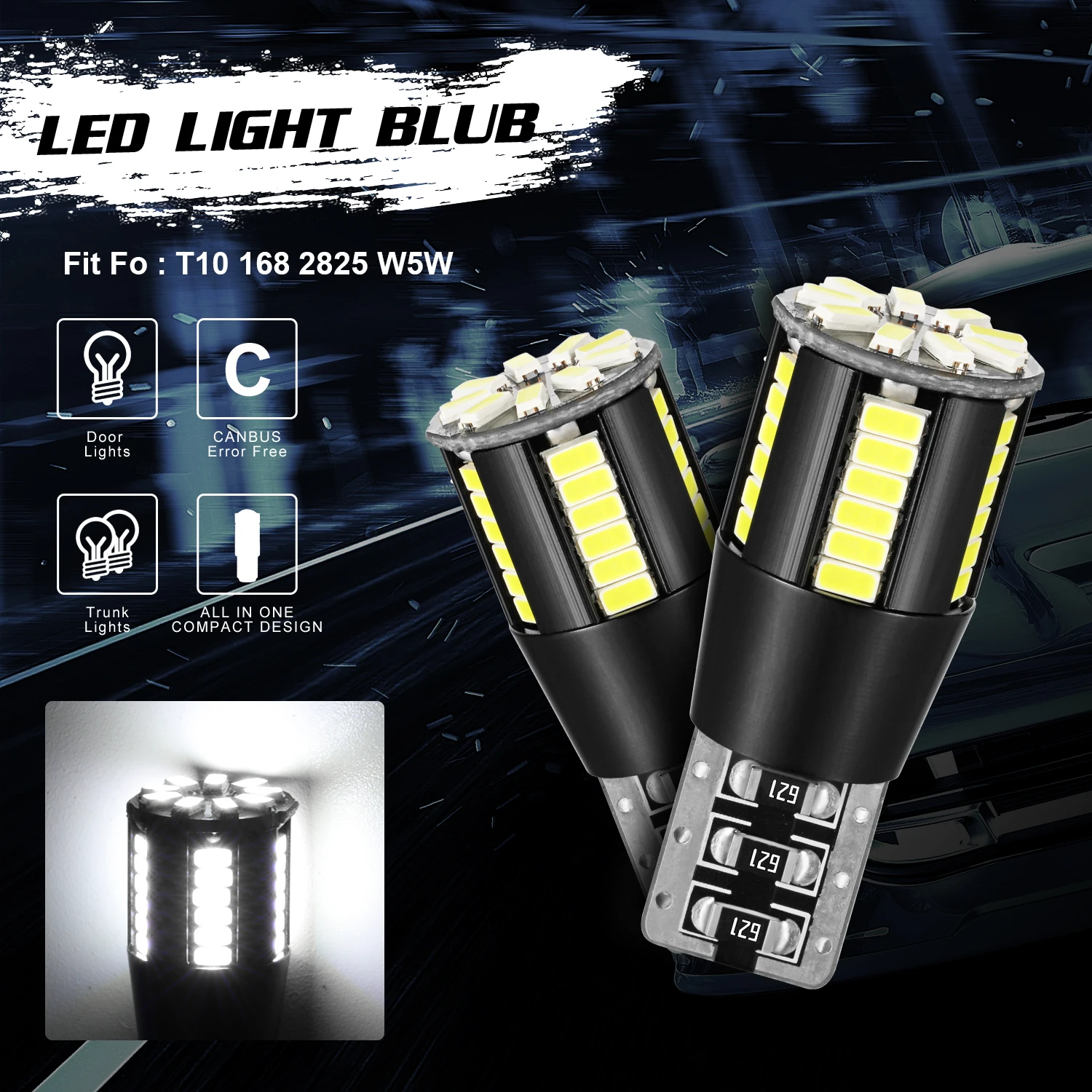 2/10x W5W T10 Led Bulbs Canbus 3014 SMD 6000K 168 194 Led 5W Car Interior Dome Reading License Plate Light Signal Lamp