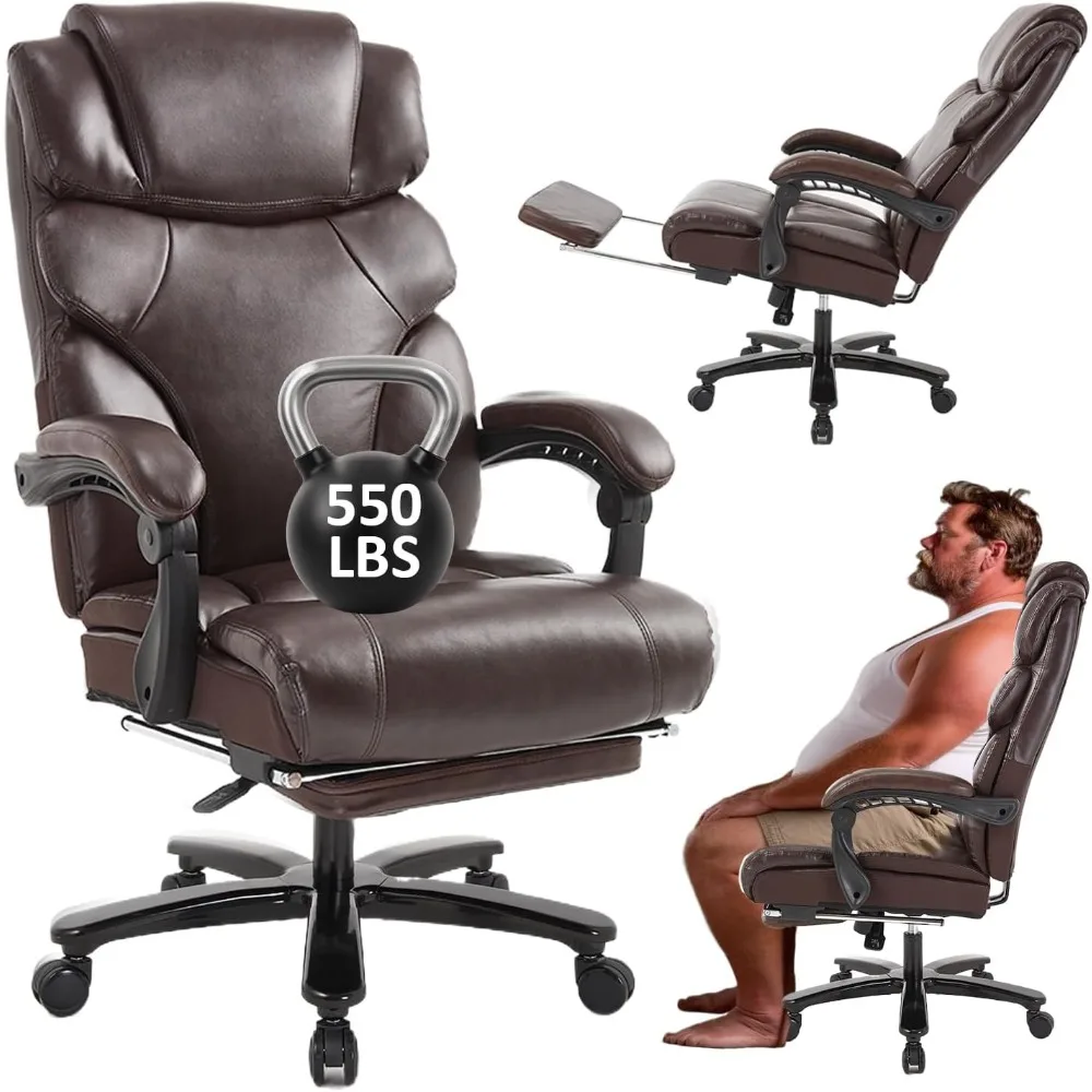 

550lbs Executive Office Chair,Heavy Duty Big and Tall Office Chair with Wide Seat,Ergonomic Reclining Desk Chair with Foo