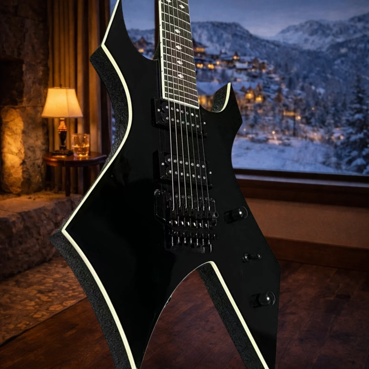 Chitarra Rock Nera a 7 Corde con Manico in Palissandro, Ponte Regolabile, Pratica Idea Regalo per l'Apprendimento Musicale, Spedizione Immediata dalla Germania