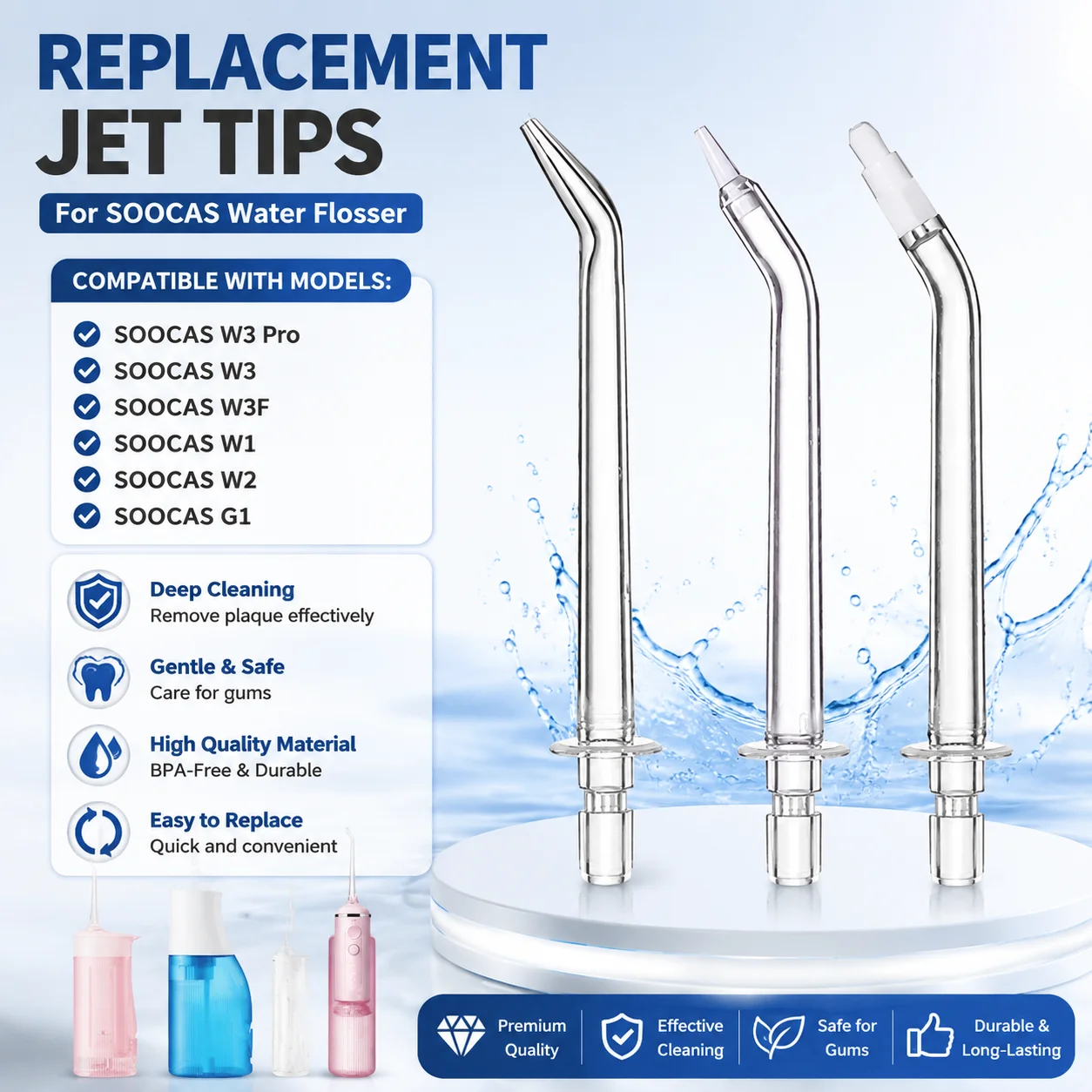 2-4-peCas-bicos-de-reposicao-soocas-w3-pro-para-irrigador-oral-eletrico-portatil-jato-de-Agua-para-limpeza-bucal-ipx7-a-prova-d'Agua