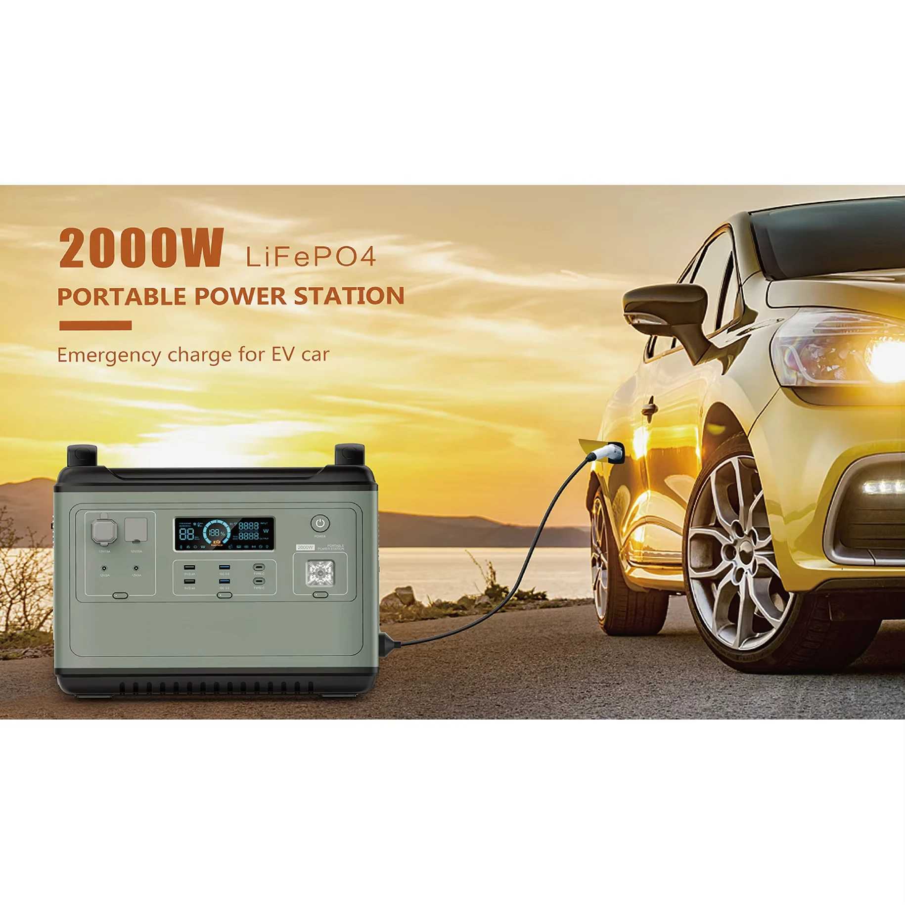 

2000W Portable Solar Power Station Home Application Energy System with LiFePO4 Battery Easy-to-Carry Solar Panel Source