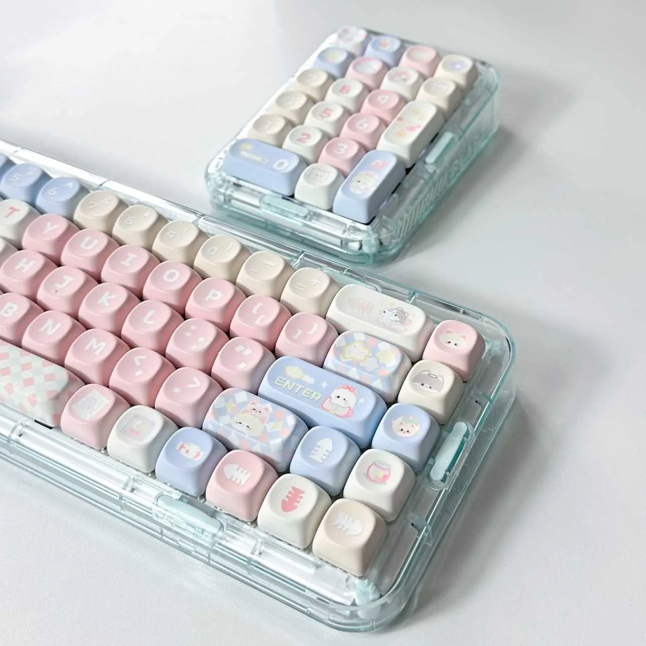 Cat Keycap Cute Pink 140 Keys PBT MOA Height Keycap Diy Creative For 61/87/104/108 Mechanical Keyboard Keycaps