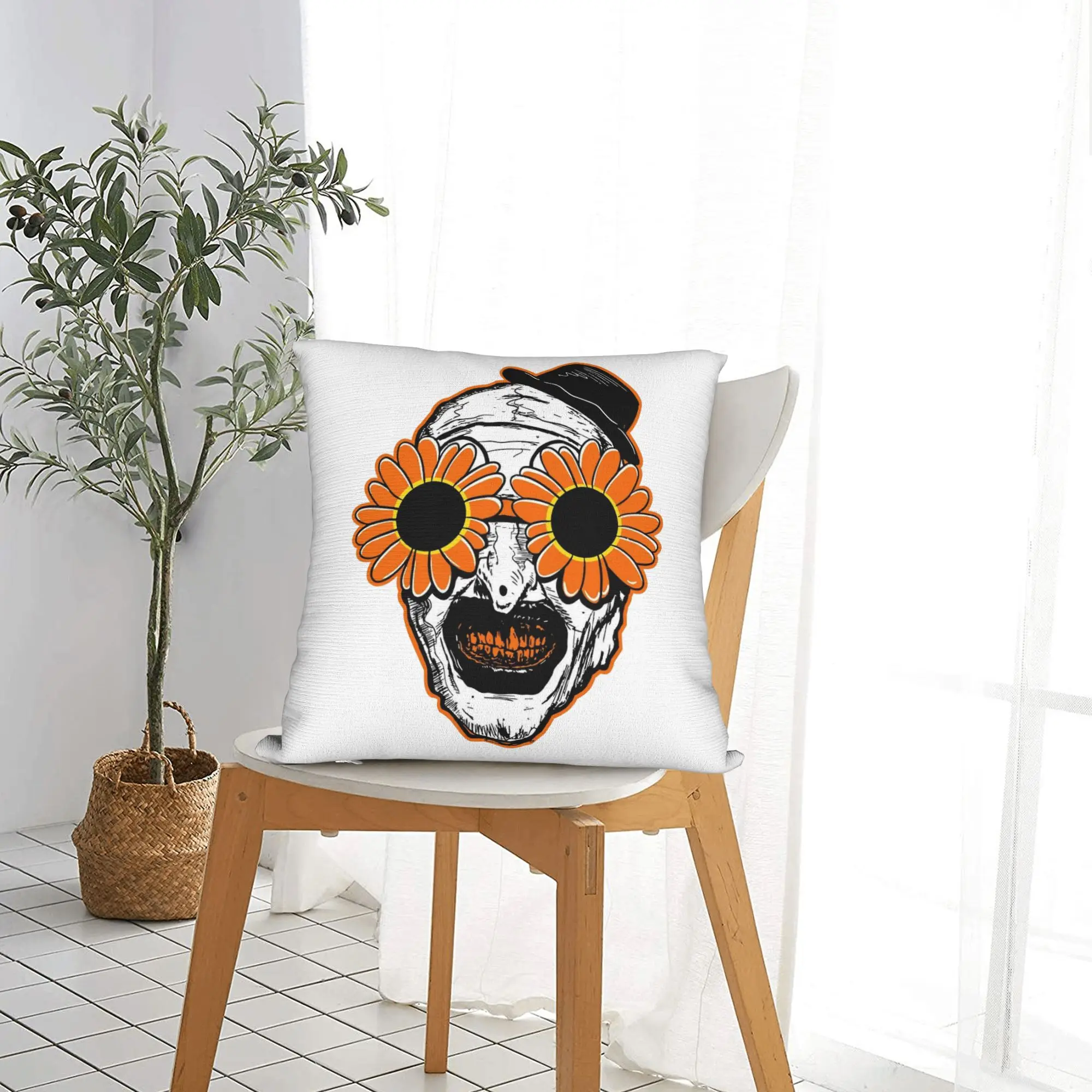 Art The Clown Terrifier Pillowcase Printed Cushion Cover Decor Halloween Throw Pillow Case Cover Bedroom Square