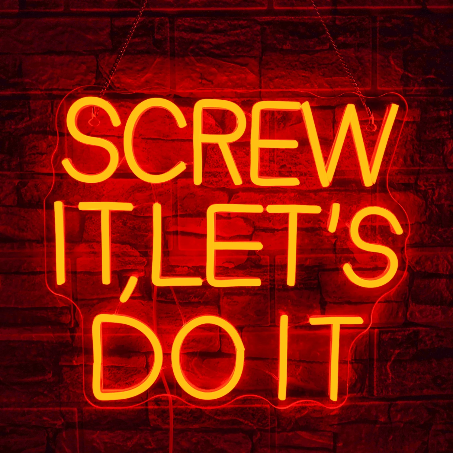 

Screw It，Let's Do It Red Neon Sign Dimmable Led Light Up Sign Motivational Logo For Bedroom Gym Game Room Club Wall Art Lights