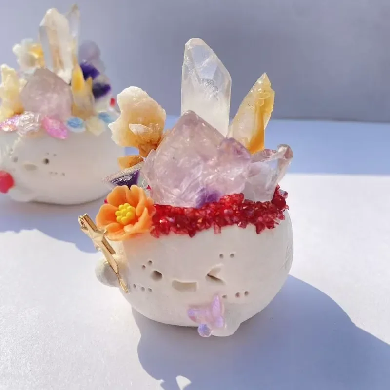 Natural crystal diced bean crystal rough stone loose stone mineral standard mineral crystal handmade gift desktop car