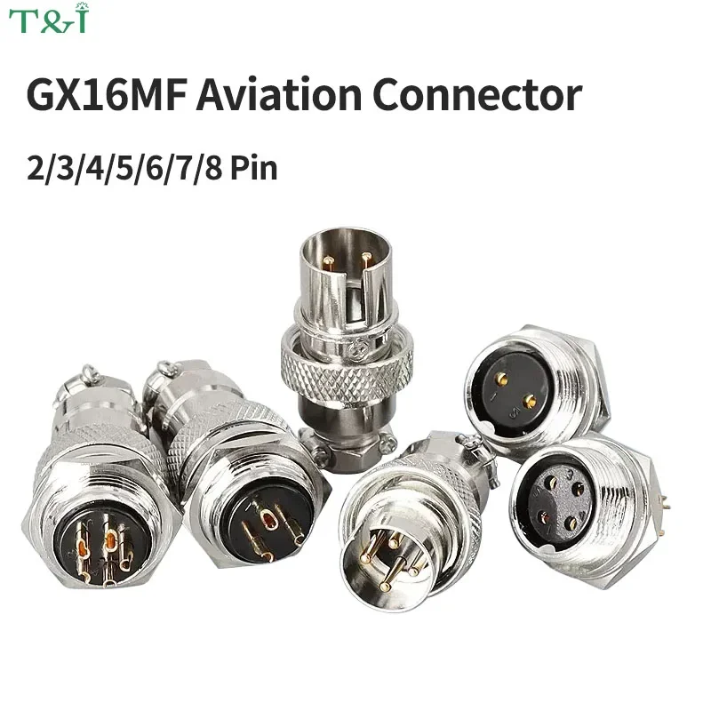 

1Set GX16MF-2/3/4/5/6/7/8 Pins Aviation Socket&Plug Male and Female Reverse Fixed Cable Connector 16MM Plate Front Installation