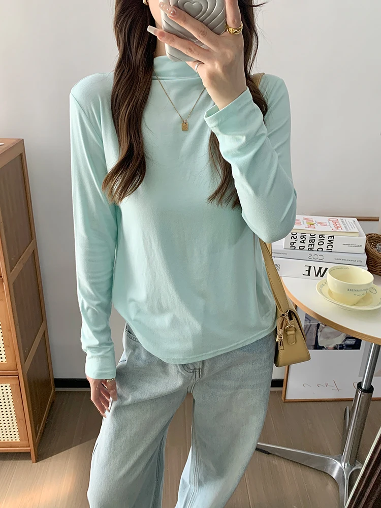 

Женская удобная тонкая трикотажная основа Mint een 2024, осенняя мода, корейский универсальный трикотаж Base irt