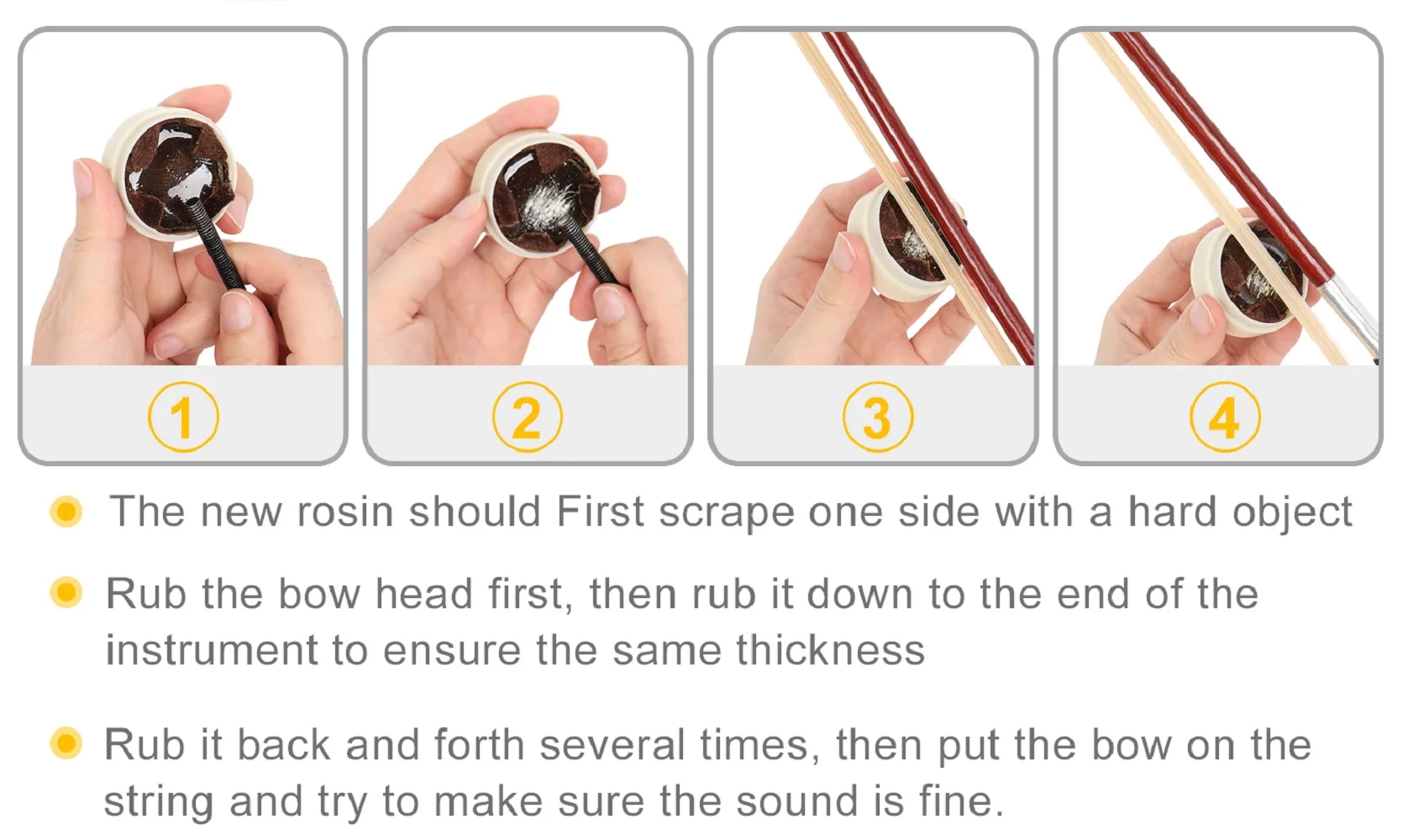 ใหม่ 4/4 กรณีไวโอลินอะคูสติก Bow Rosin สีขาว