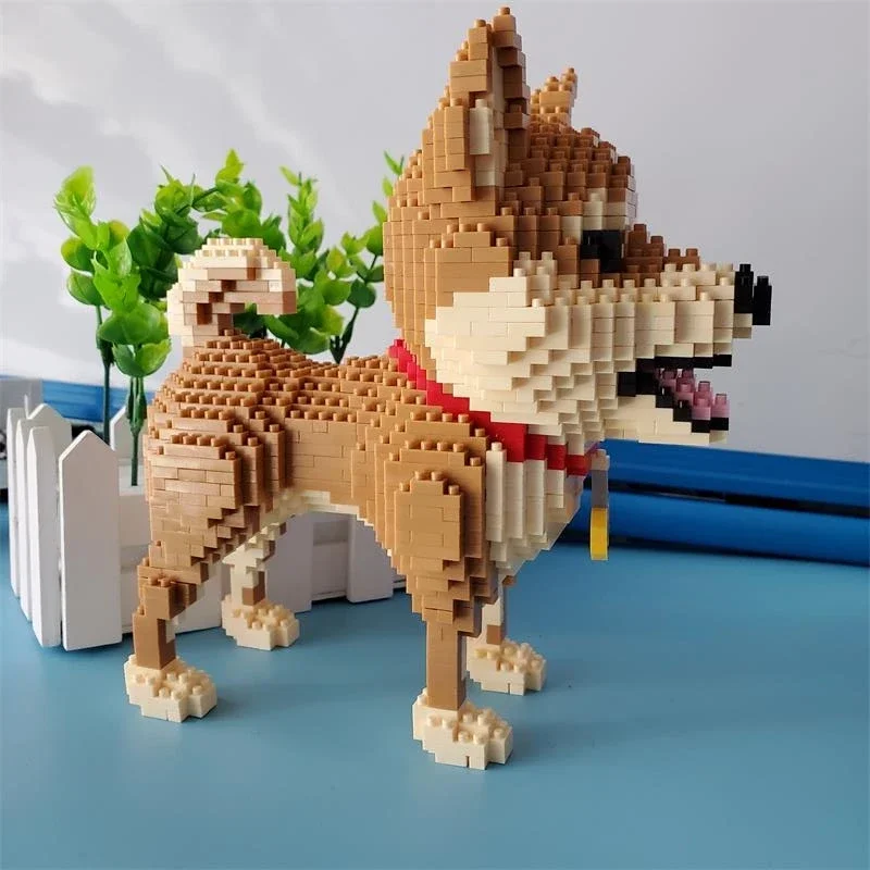 Mini Blocks Dog Pet Store Decoration Animal Building Bricks Husky Assembly Children Toys Bulldog Shiba Inu Brinquedos Girl Gift