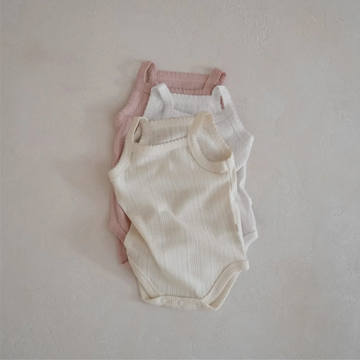 

2025 Summer New Baby Sleeveless Sling Bodysuit Infant Girl Thin Breathable Hollow Out Jumpsuit Newborn Cotton Clothes 0-24M