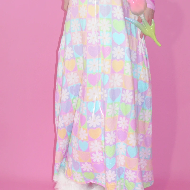 오리지널 디자인 레트로 플래드 프린트 여성 드레스 일본 봄 가을 신상 스윗 Y2K 귀여운 긴팔 루즈핏 얇은 원피스