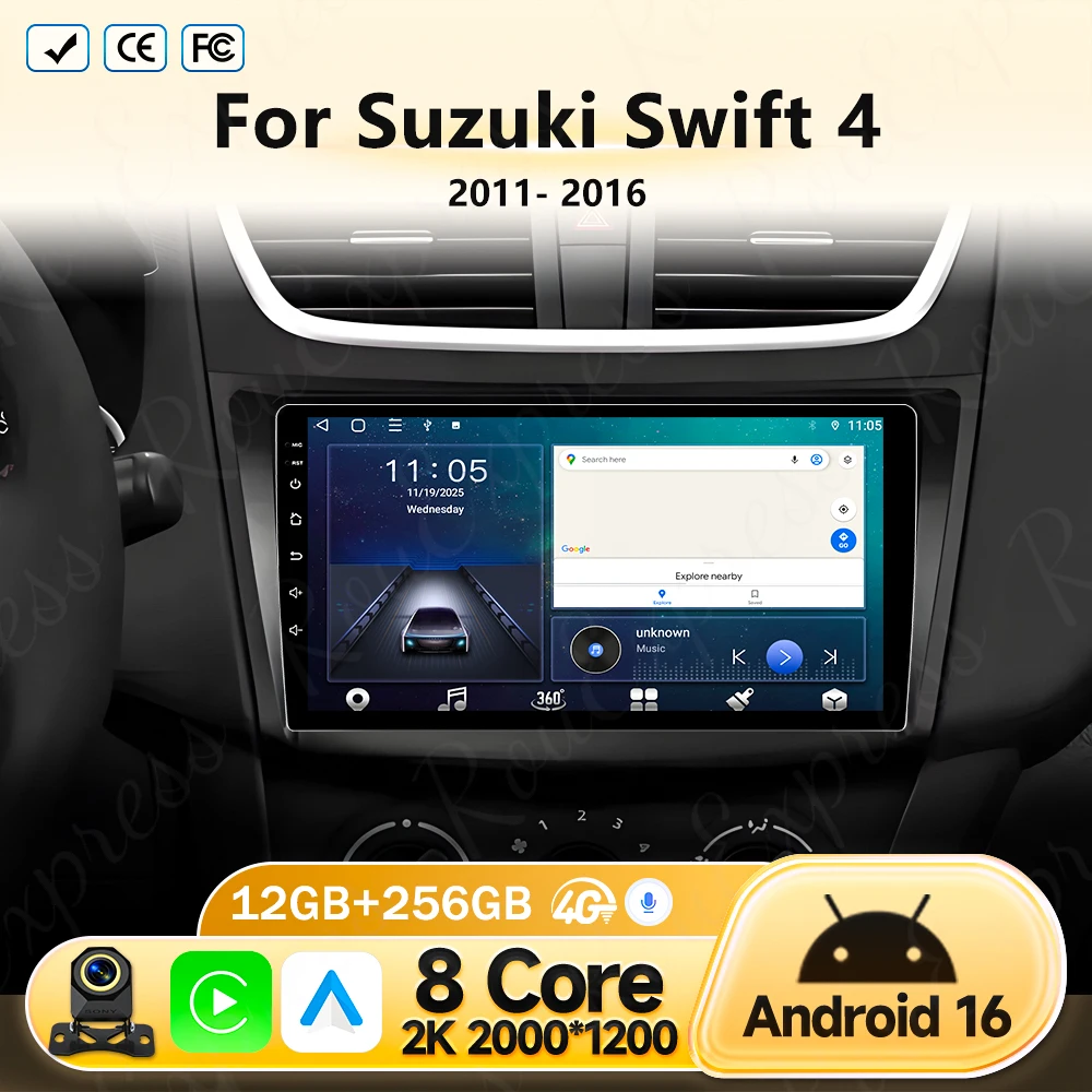 

Автомагнитола Android 16 для Suzuki Swift 4 2011-2016, мультимедийный видеоплеер 2 Din, автомобильная аудиосистема
