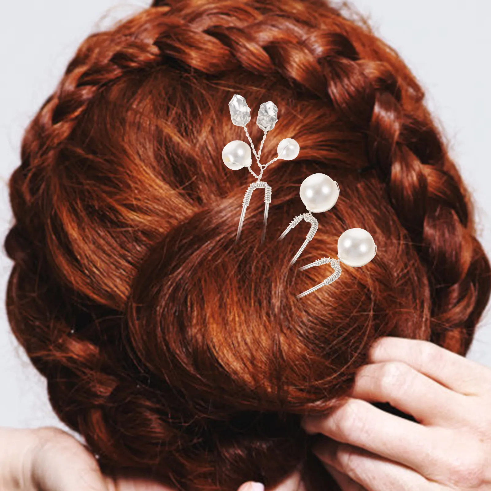 

Набор из 6 U-образных заколок для волос со стразами и жемчугом, из сплава, для свадебных причесок, аксессуары для невест и подружек невест, для создания пучков и укладок