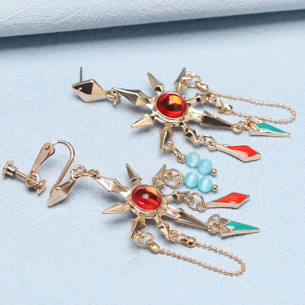 فاينل فانتسي XIV FF14 Azeyma كوس أقراط تأثيري قرط كبس الأذن دبوس أنيمي كوميك كون تظهر الدعامة مجوهرات اكسسوارات