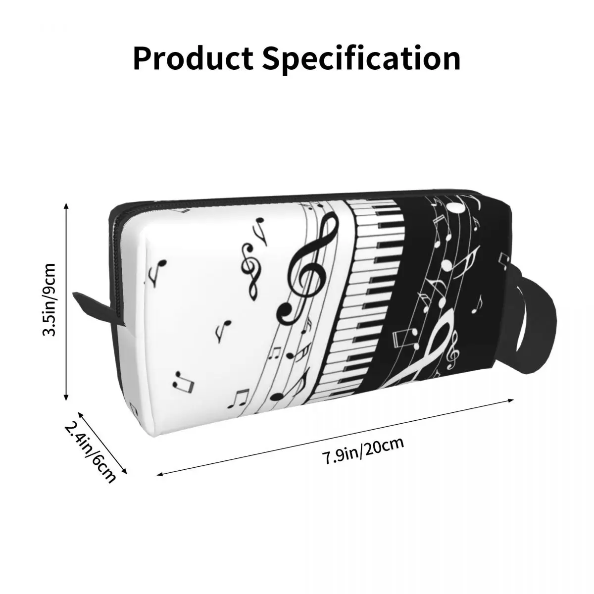 Abstract Piano Keys With Musical Notes Makeup Bag Cosmetic Organizer Storage Dopp Kit Toiletry Cosmetic Bag for Women Beauty